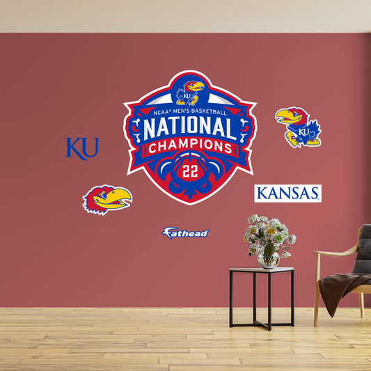 Kansas Jayhawks:  2022 Basketball Champions Logo        - Officially Licensed NCAA Removable     Adhesive Decal