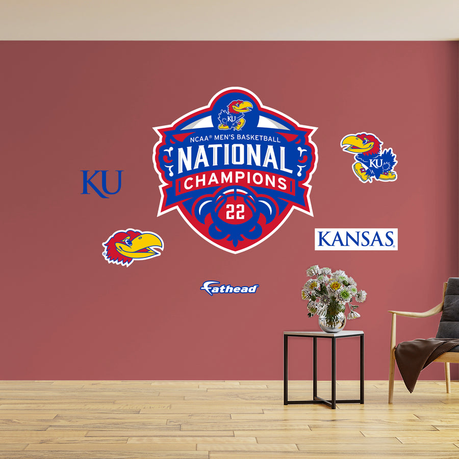 Kansas Jayhawks - RealBig 2022 Basketball Champions Logo Collection - Official NCAA - Reusable Vinyl Wall Decals