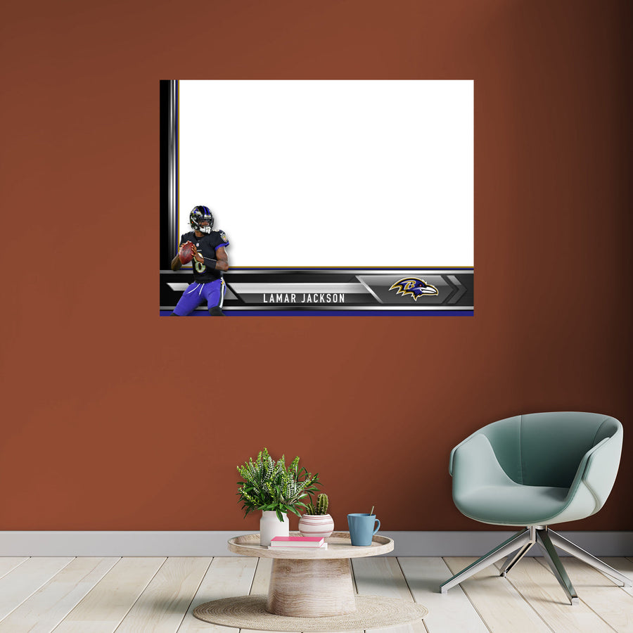 Baltimore Ravens - Lamar Jackson - Dry Erase Whiteboard - Official NFL - Reusable Vinyl Wall Decal