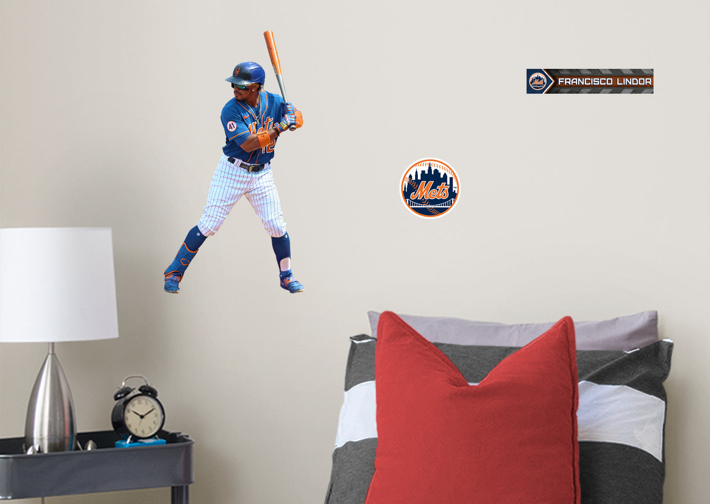 New York Mets: Francisco Lindor         - Officially Licensed MLB Removable Wall   Adhesive Decal