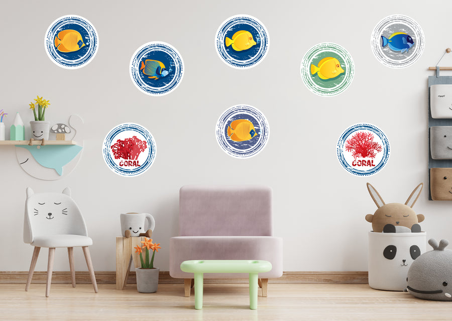 Nursery:  Coral and Fish Collection        -   Removable Wall   Adhesive Decal