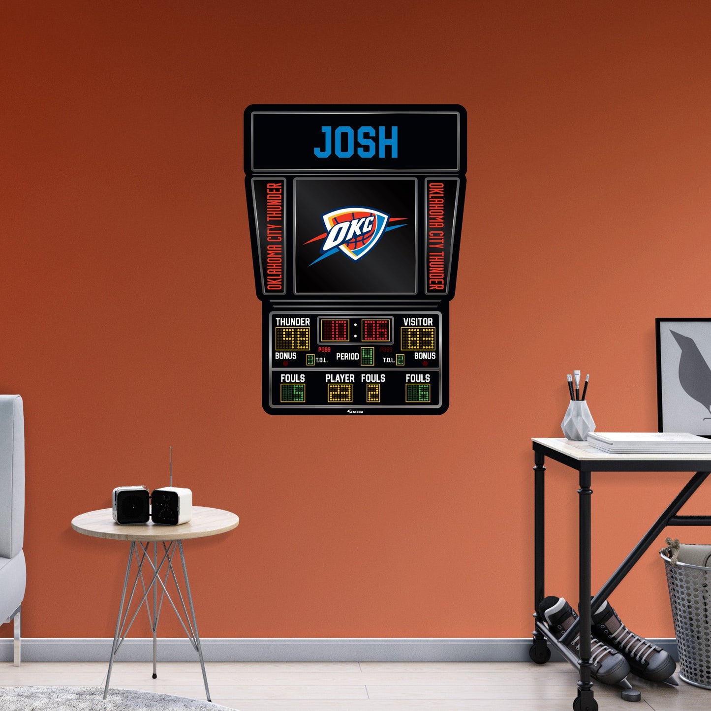 Oklahoma City Thunder:   Scoreboard Personalized Name        - Officially Licensed NBA Removable     Adhesive Decal