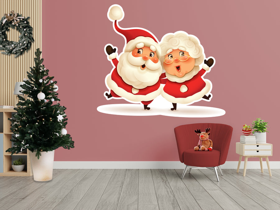 Christmas: Mr and Mrs Claus Die-Cut Character - Removable Adhesive Decal