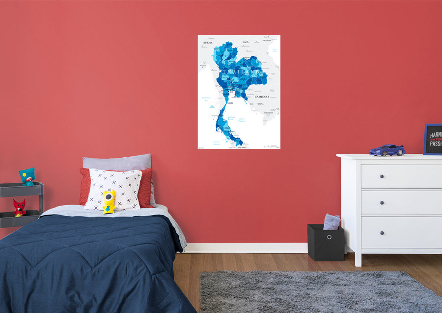 Maps of Asia: Thailand Mural        -   Removable Wall   Adhesive Decal