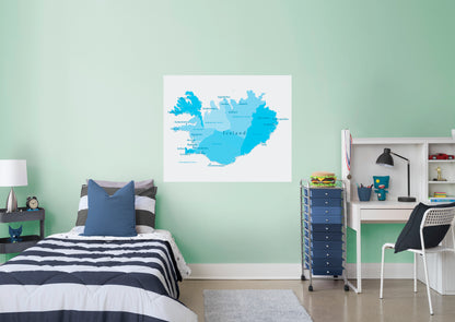 Maps of Europe: Iceland Mural        -   Removable Wall   Adhesive Decal