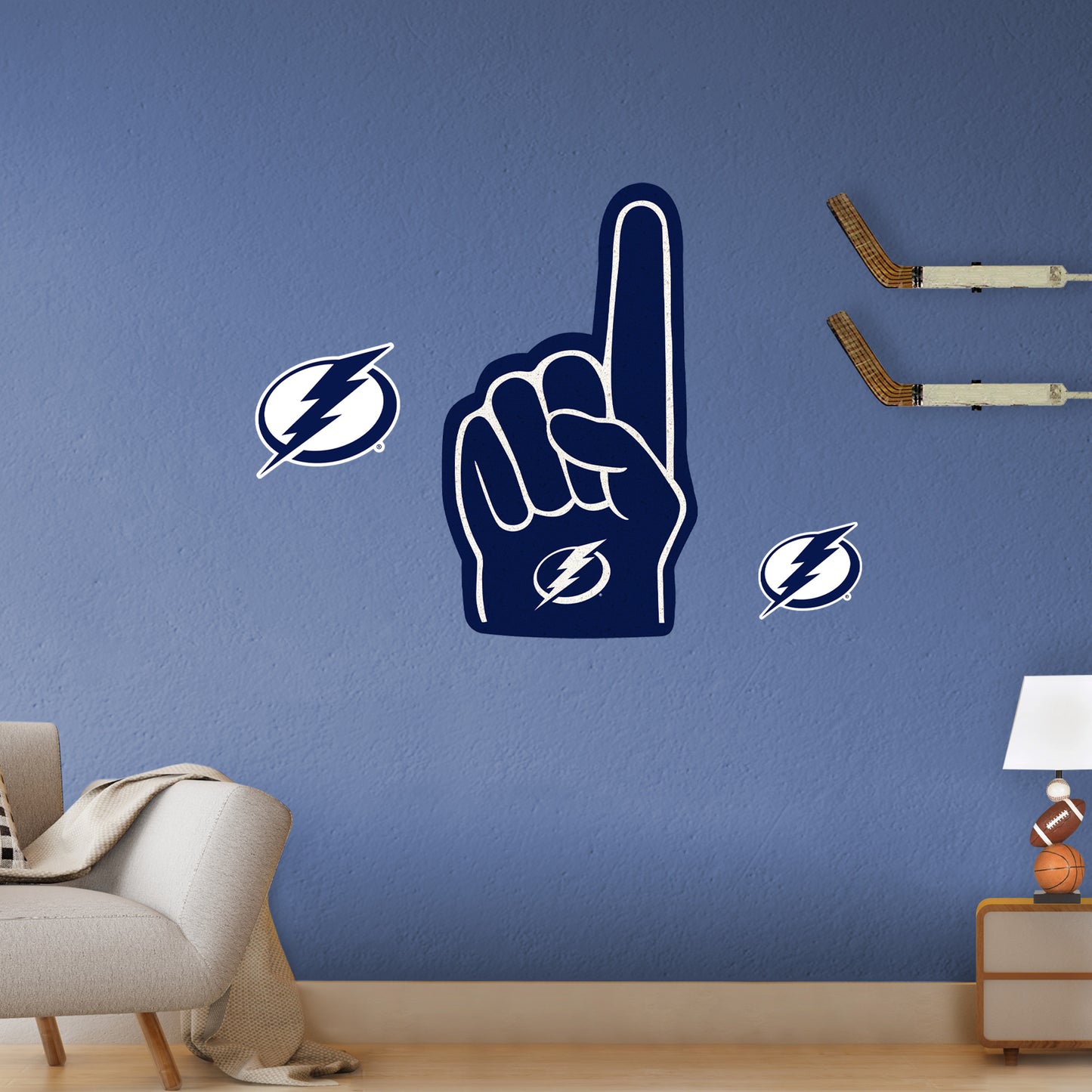 Tampa Bay Lightning:    Foam Finger        - Officially Licensed NHL Removable     Adhesive Decal