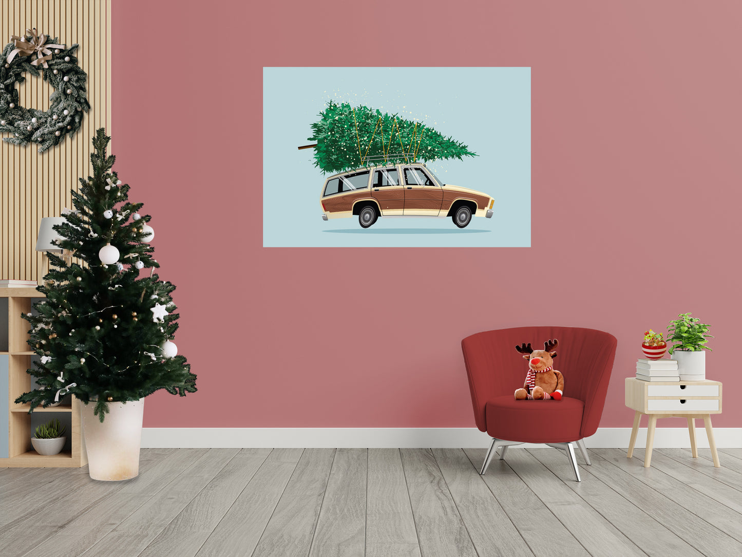 Christmas:  Bringing Home the Tree Poster        -   Removable     Adhesive Decal