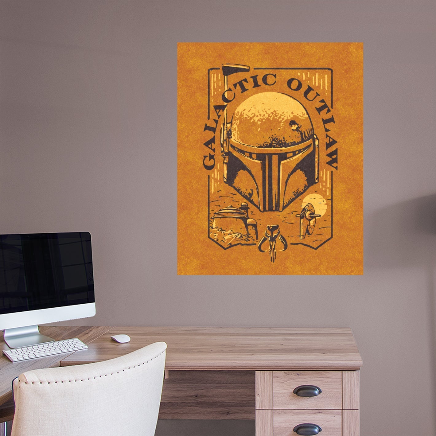 Book of Boba Fett: Boba Fett Galactic Outlaw Badge Poster - Officially Licensed Star Wars Removable Adhesive Decal
