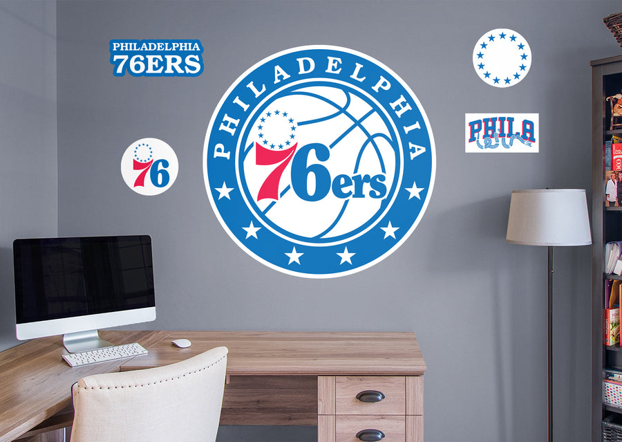 Philadelphia 76ers - RealBig Logo Collection - Official NBA - Reusable Vinyl Wall Decals