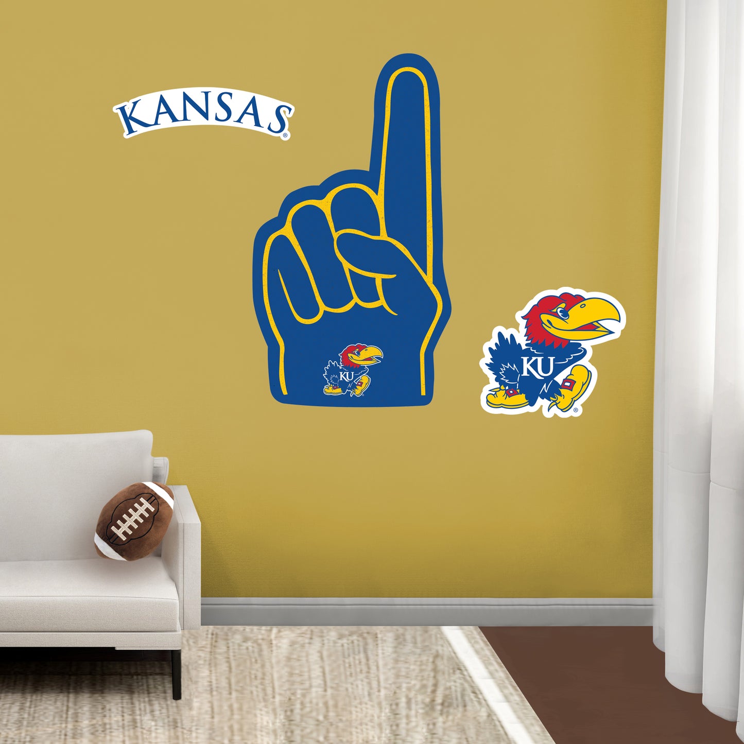Kansas Jayhawks:  2021  Foam Finger        - Officially Licensed NCAA Removable     Adhesive Decal