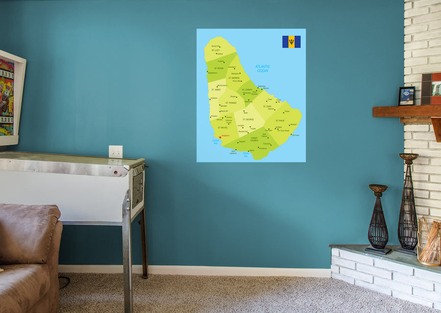 Maps of North America: Barbados Mural        -   Removable Wall   Adhesive Decal