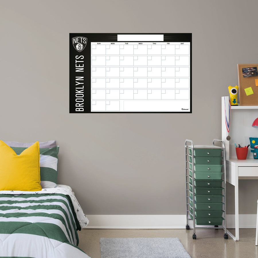 Brooklyn Nets - Dry Erase Calendar - Official NBA - Reusable Vinyl Wall Decal