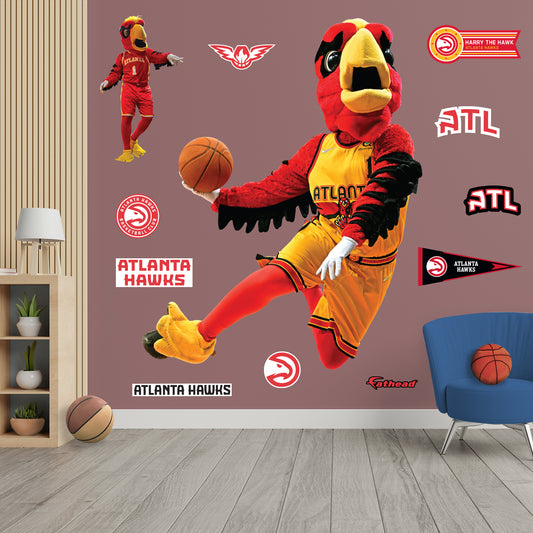 Atlanta Hawks: Harry the Hawk 2022 Mascot        - Officially Licensed NBA Removable     Adhesive Decal