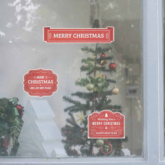 Christmas: Tags Window Clings - Removable Window Static Decal