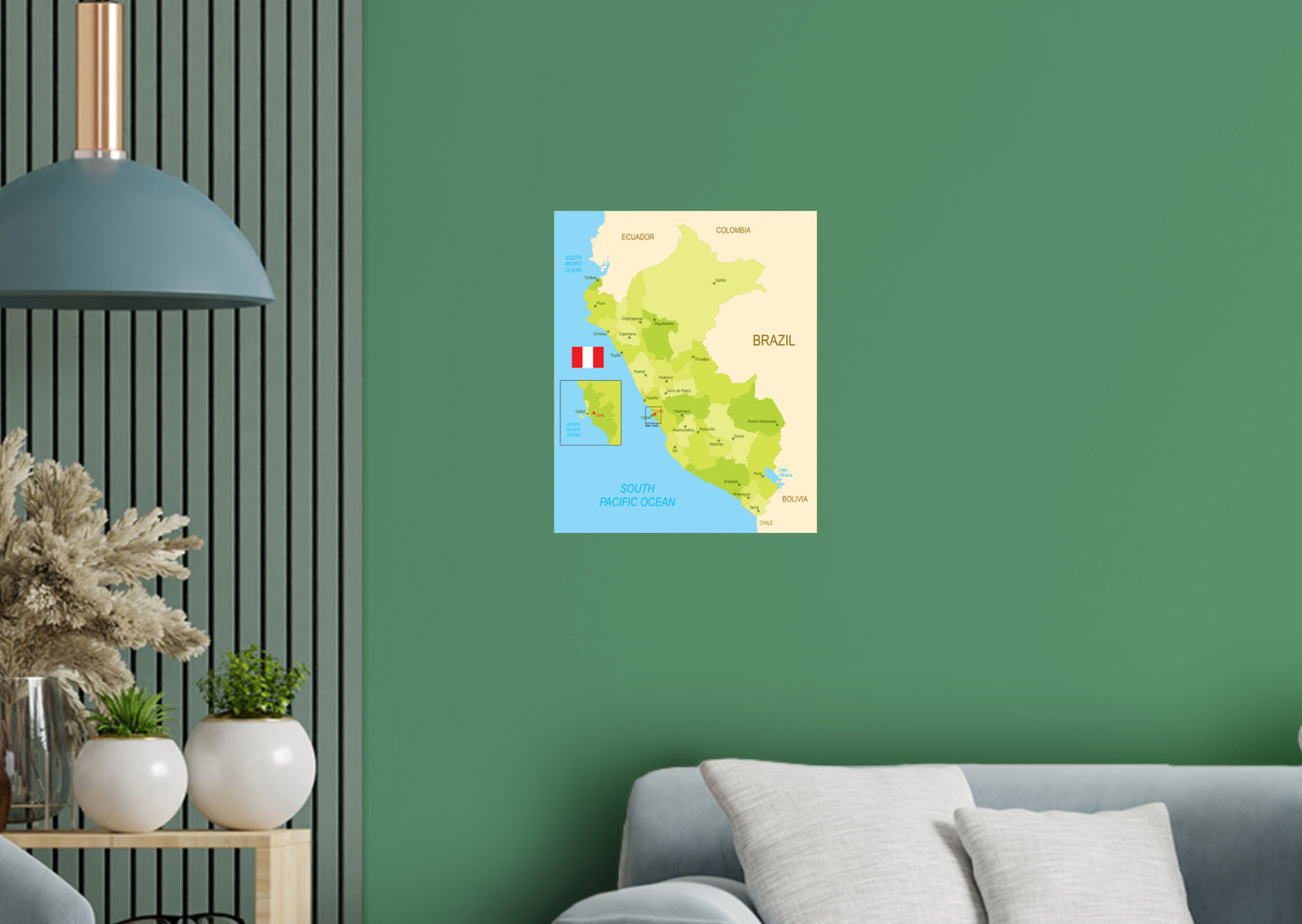 Maps of South America: Peru Mural        -   Removable     Adhesive Decal