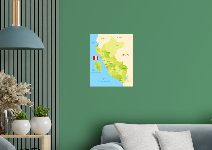 Maps of South America: Peru Mural        -   Removable     Adhesive Decal