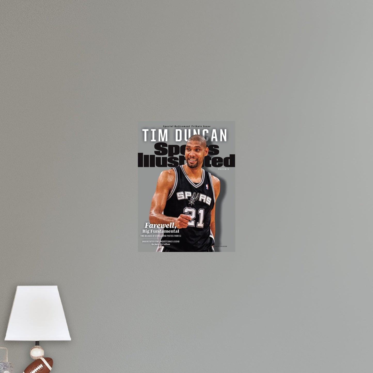 San Antonio Spurs: Tim Duncan August 2016 Retirement Tribute Sports Illustrated Cover - Officially Licensed NBA Removable Adhesive Decal