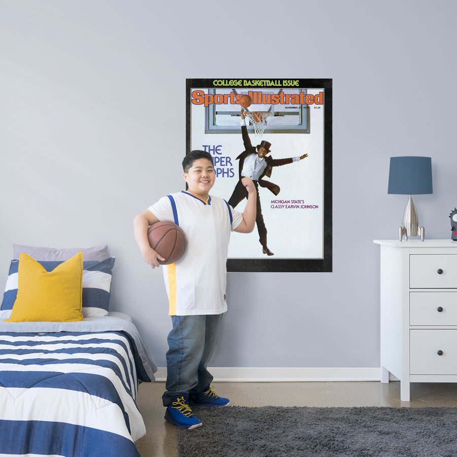 Magic Johnson - November 1978 Sports Illustrated Cover - Peel & Stick Poster - Official NCAA - Michigan State Spartans - Reusable Vinyl Wall Decal