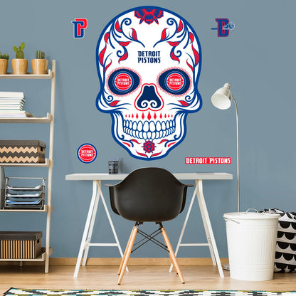 Detroit Pistons: Skull - Officially Licensed NBA Removable Adhesive Decal