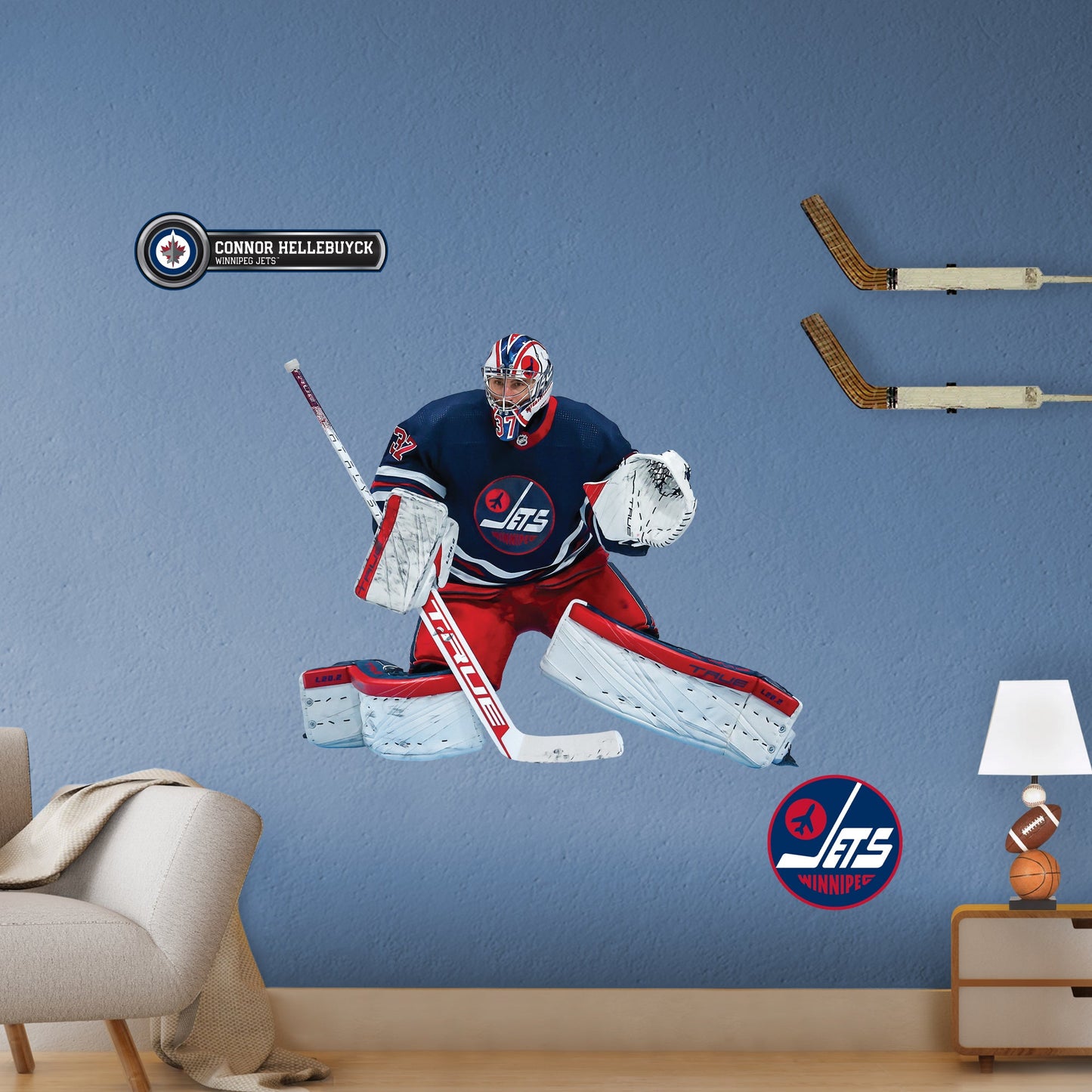 Winnipeg Jets: Connor Hellebuyck - Officially Licensed NHL Removable Adhesive Decal