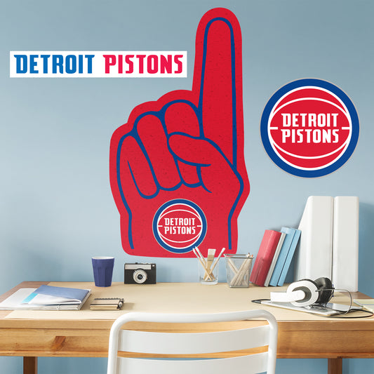 Detroit Pistons:  2022  Foam Finger        - Officially Licensed NBA Removable     Adhesive Decal
