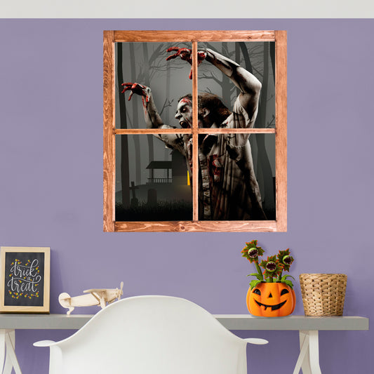 Zombies:  Yelling Zombie Instant Window        -   Removable     Adhesive Decal