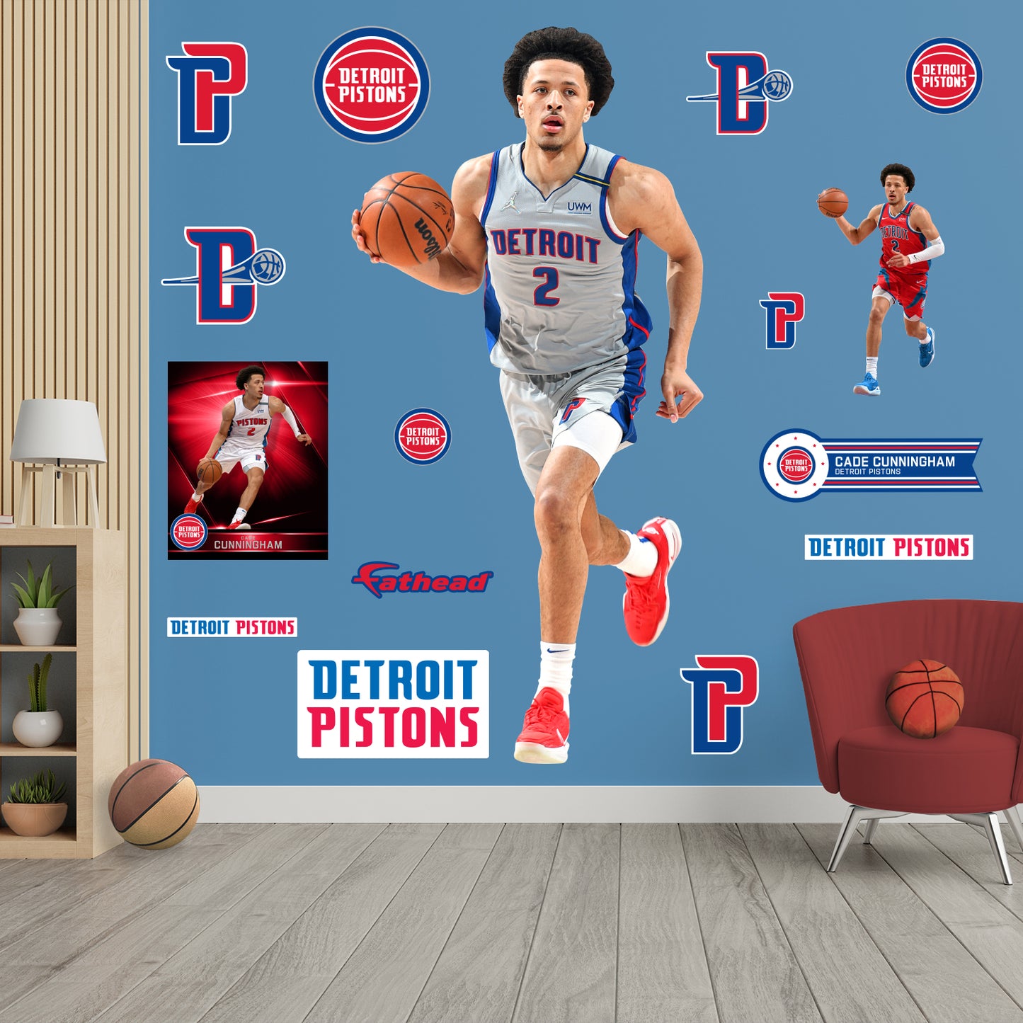 Detroit Pistons: Cade Cunningham 2022 - NBA Removable Adhesive Wall Decal Life-Size Athlete +16 Wall Decals 37W x 77H