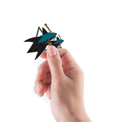 Sheet of 5 -San Jose Sharks:  2021 Logo Minis        - Officially Licensed NHL Removable    Adhesive Decal