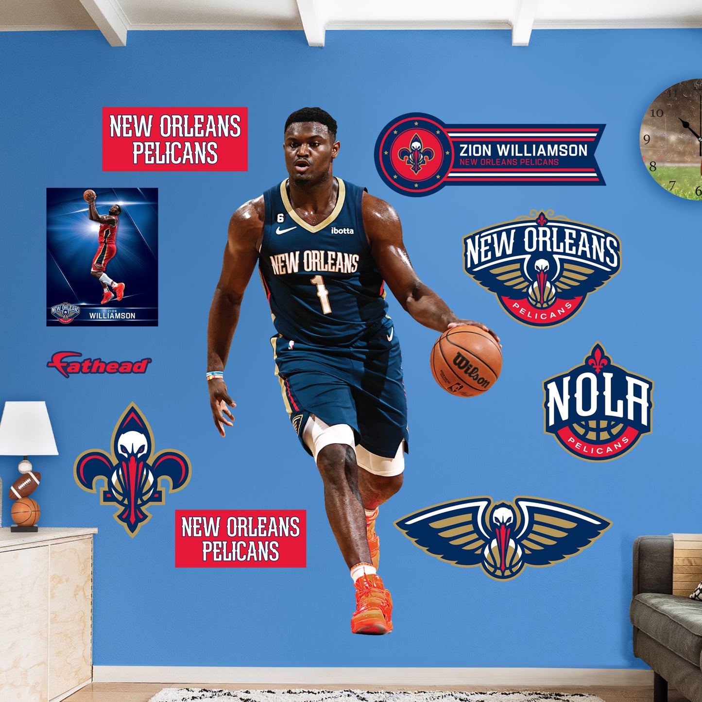 New Orleans Pelicans: Zion Williamson 2022        - Officially Licensed NBA Removable     Adhesive Decal