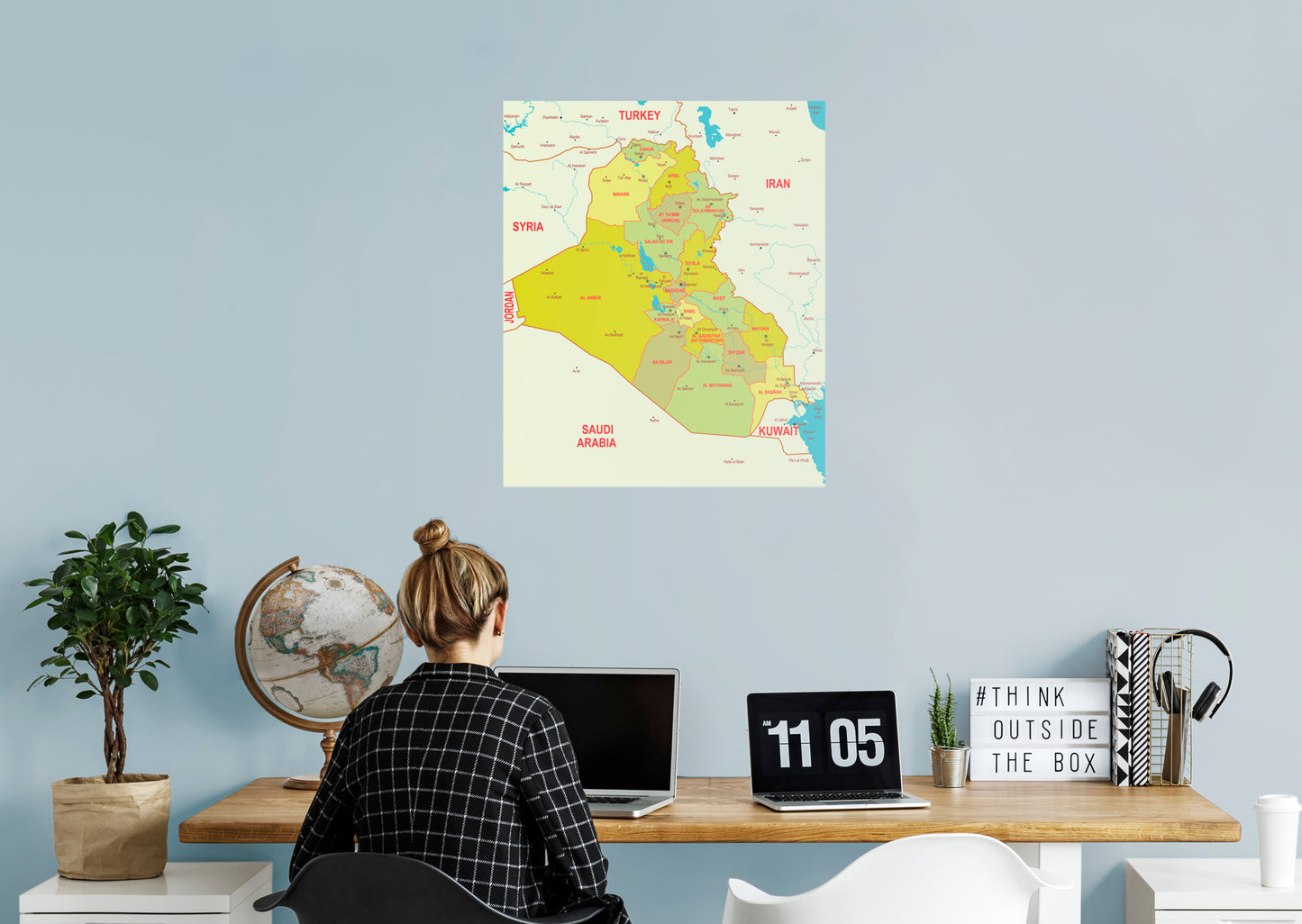 Maps of Asia: Iraq Mural        -   Removable Wall   Adhesive Decal