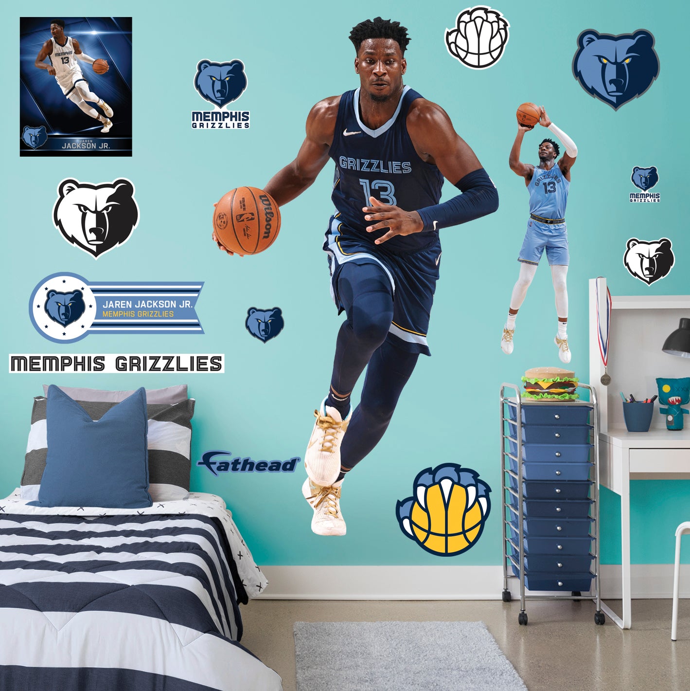 Memphis Grizzlies: Jaren Jackson Jr. 2022        - Officially Licensed NBA Removable     Adhesive Decal