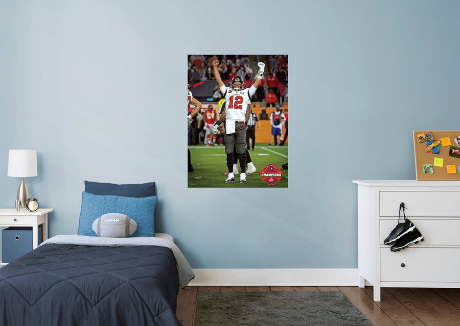 Tom Brady - Super Bowl LV Victory - Peel & Stick Poster - Official NFL - Tampa Bay Buccaneers - Reusable Vinyl Wall Decal