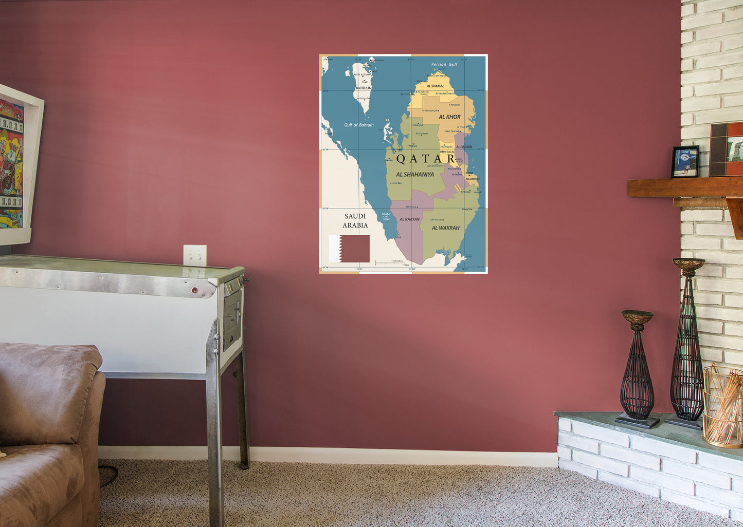 Maps of Asia: Qatar Mural        -   Removable Wall   Adhesive Decal