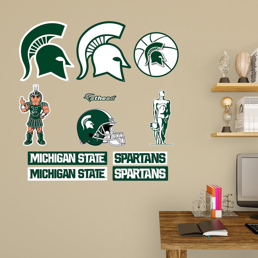 Michigan State Spartans - RealBig Logo Assortment Collection - Official NCAA - Reusable Vinyl Wall Decals