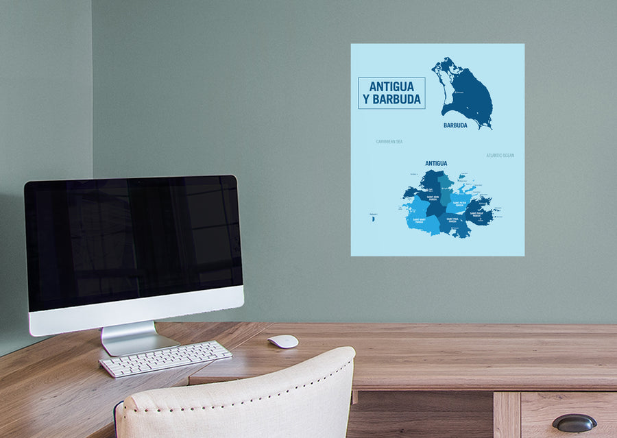 Maps of North America: Antigua and Barbuda Mural        -   Removable Wall   Adhesive Decal