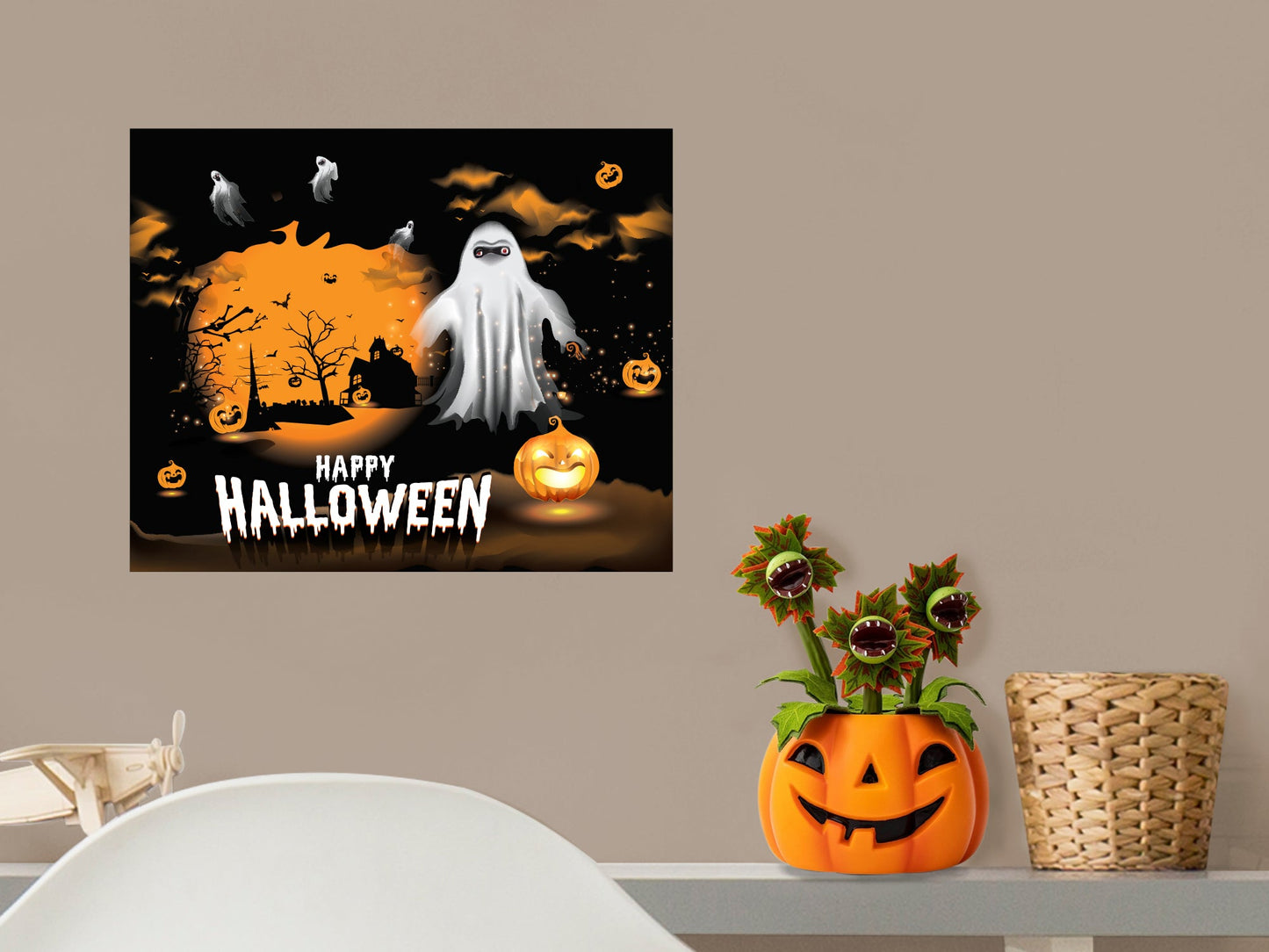 Halloween:  Ghosts Mural        -   Removable Wall   Adhesive Decal