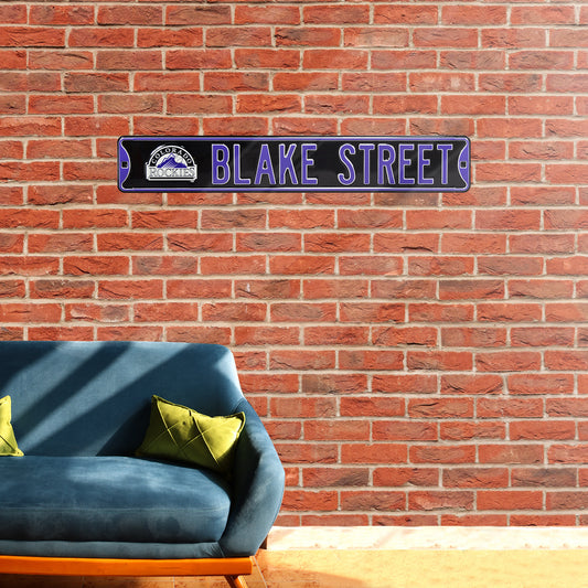 Colorado Rockies Steel Street Sign with Logo-BLAKE STREET w/Logo