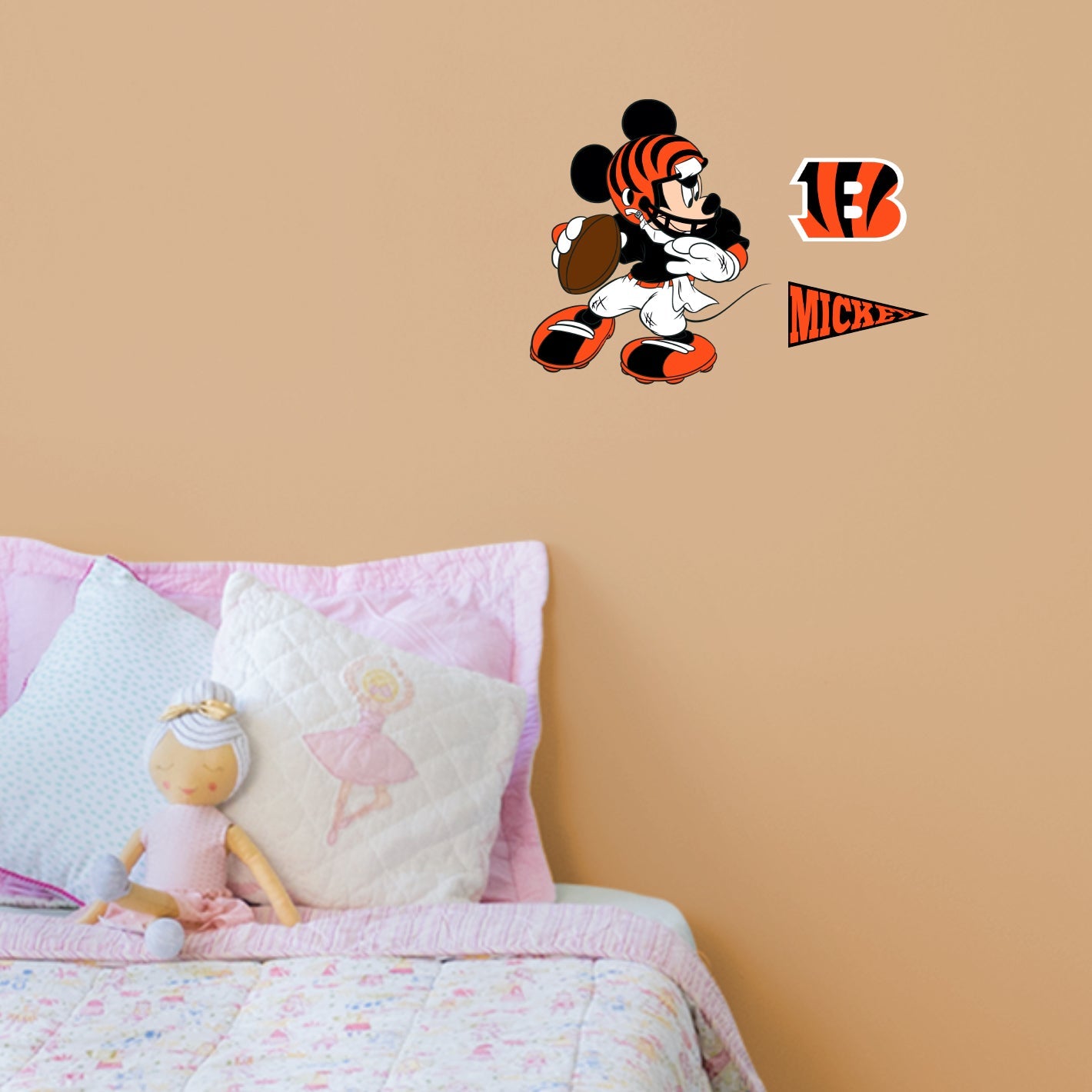 Cincinnati Bengals: Mickey Mouse - Officially Licensed NFL Removable Adhesive Decal