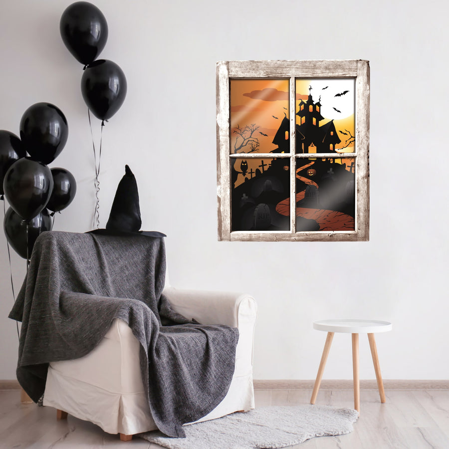Instant Window: Haunted House - Halloween Removable Wall Decal