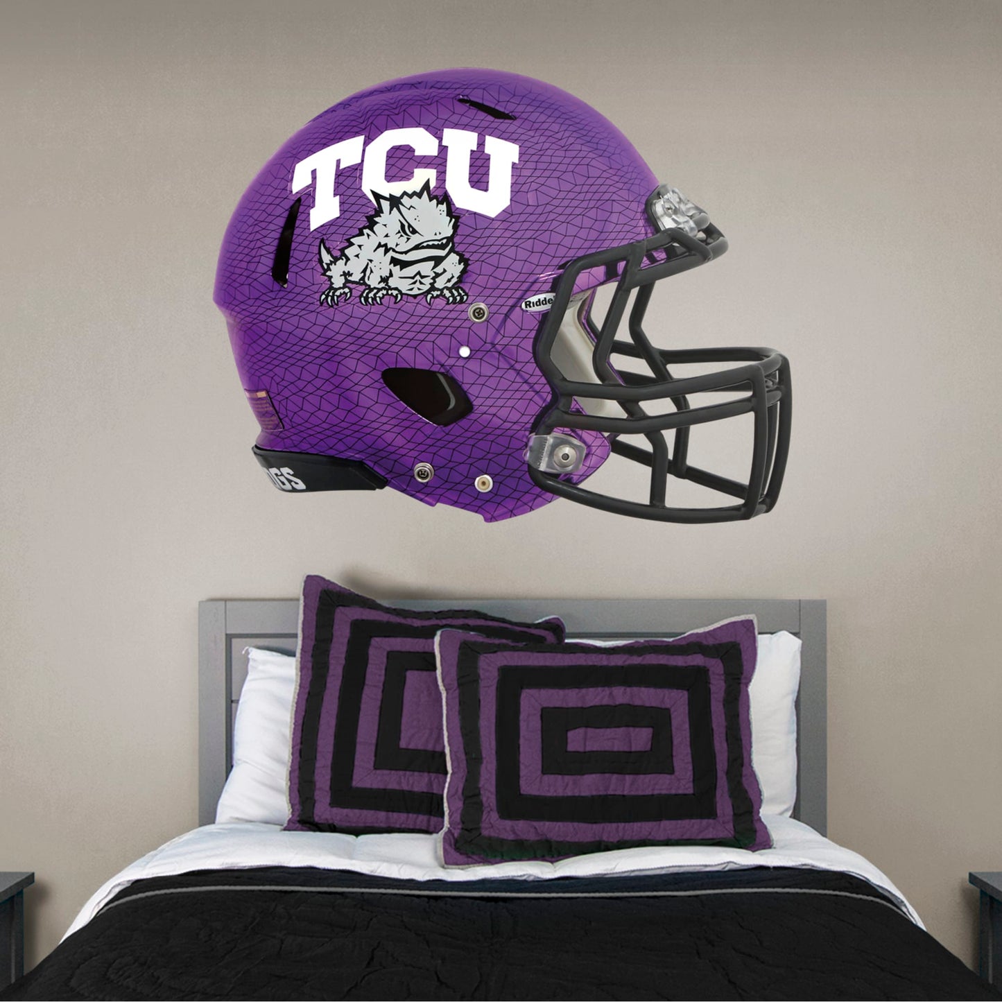 Texas Christian U: TCU Horned Frogs Chrome Helmet        - Officially Licensed NCAA Removable     Adhesive Decal