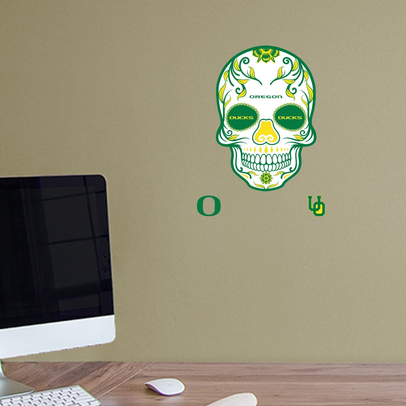 Oregon Ducks: Skull - Officially Licensed NCAA Removable Adhesive Decal