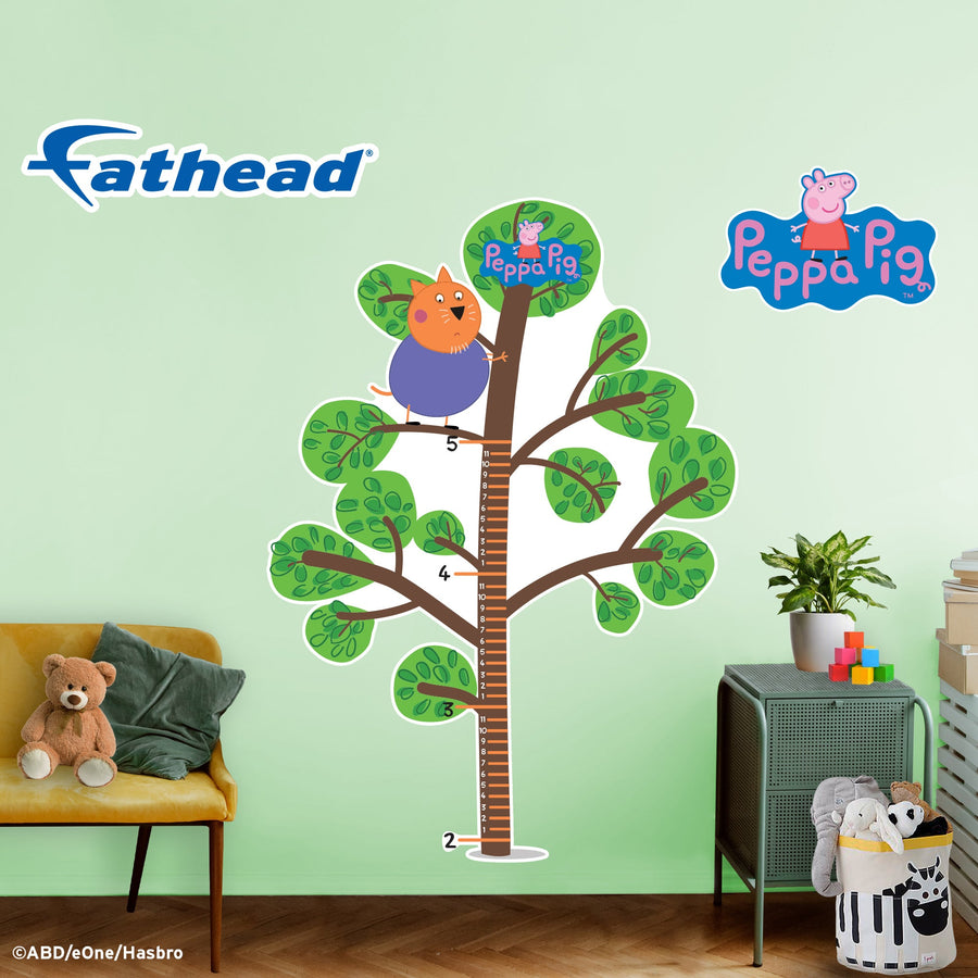 Peppa Pig Mr Cat in the Tree - Growth Chart - Official Hasbro - Peppa Pig - Reusable Vinyl Wall Decal