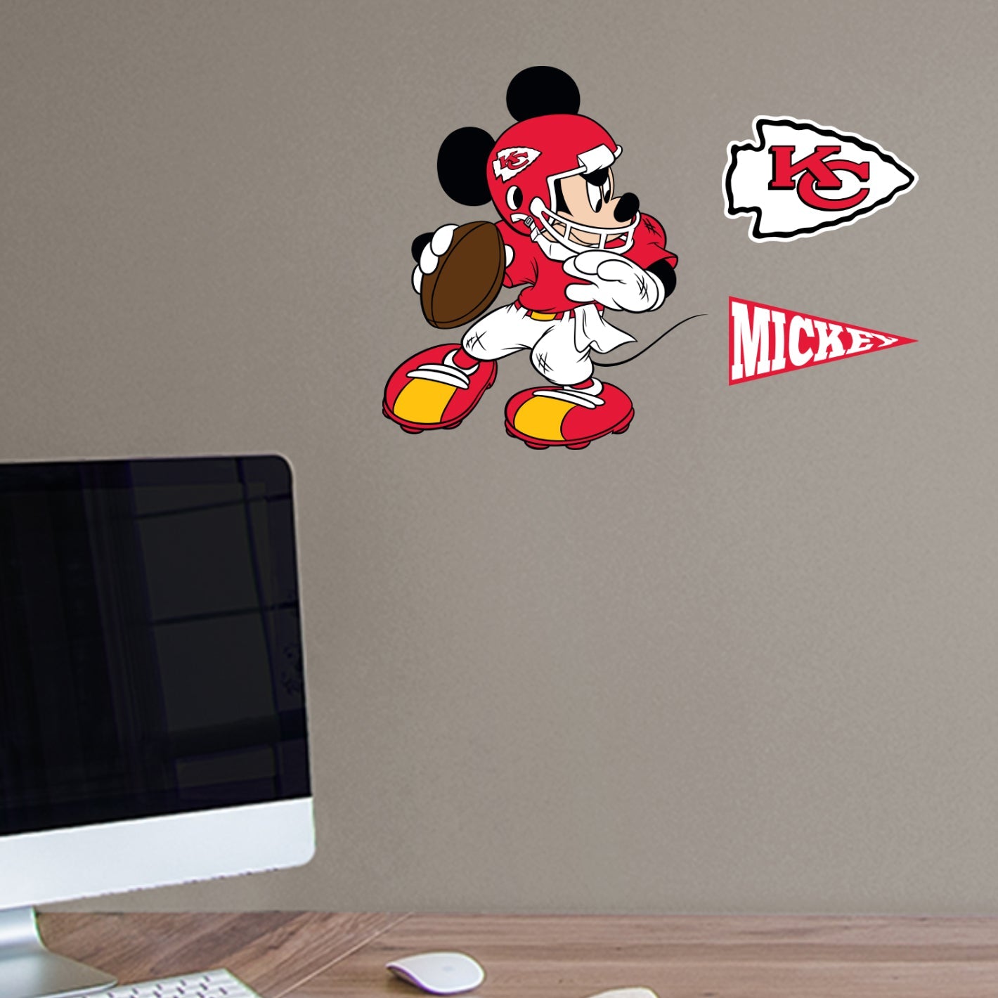Kansas City Chiefs: Mickey Mouse - Officially Licensed NFL Removable Adhesive Decal