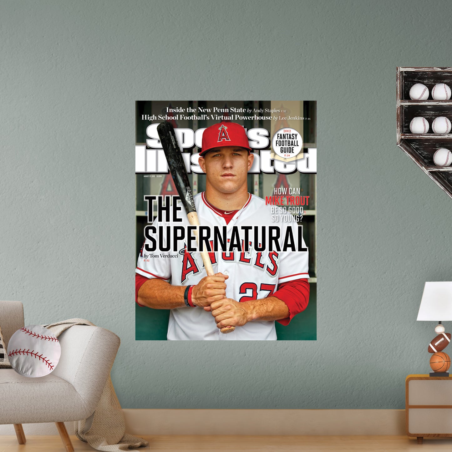 Los Angeles Angels: Mike Trout August 2012 Sports Illustrated Cover - Officially Licensed MLB Removable Adhesive Decal