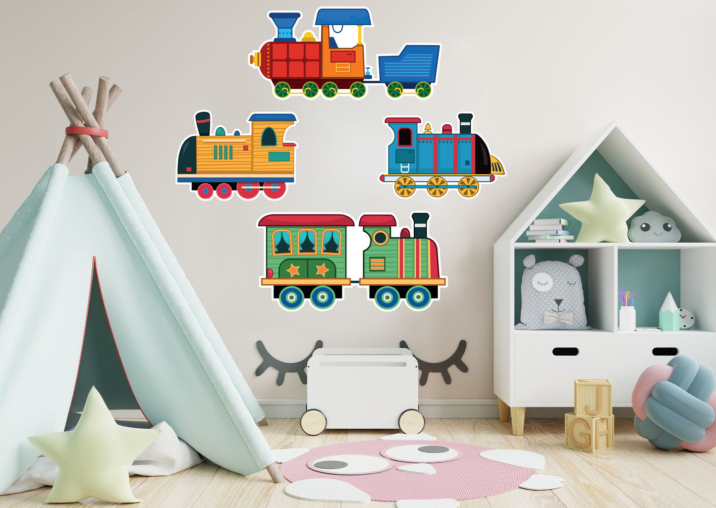 Nursery:  Four Trains Collection        -   Removable Wall   Adhesive Decal