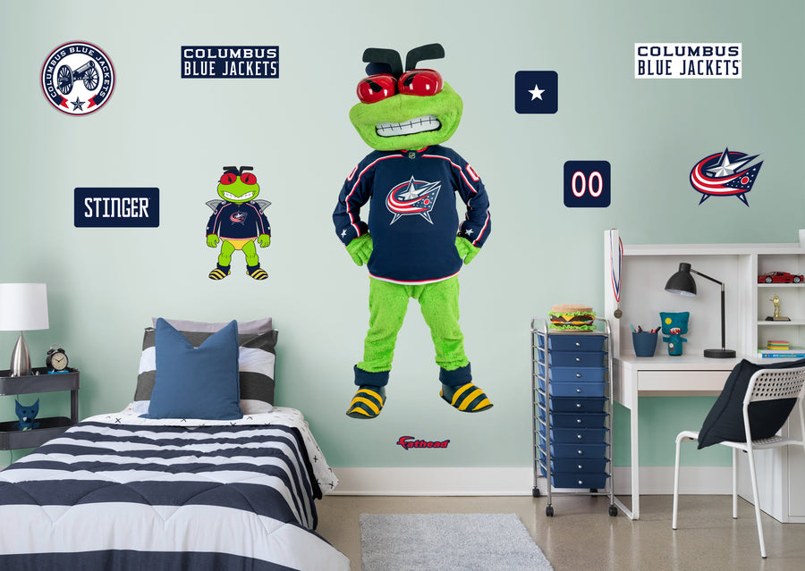 Stinger Mascot - RealBig Collection - Official NHL - Columbus Blue Jackets - Reusable Vinyl Wall Decals