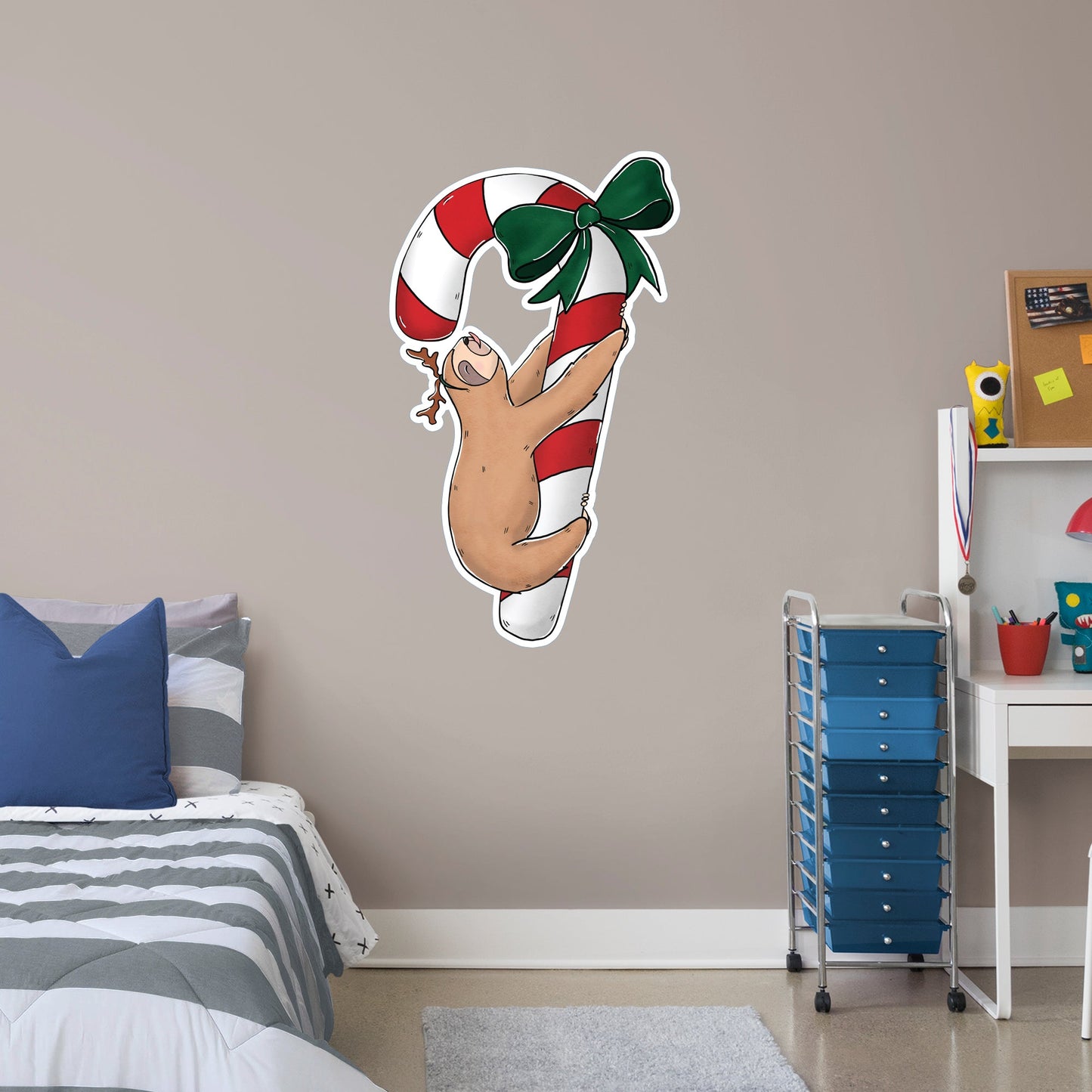 Sloth Candy Cane        - Officially Licensed Big Moods Removable     Adhesive Decal