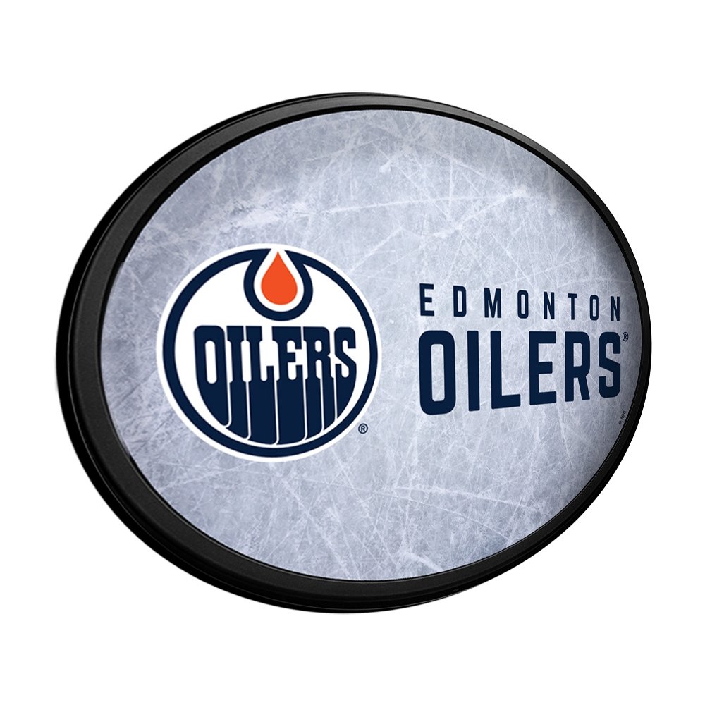 Edmonton Oilers: Ice Rink - Oval Slimline Lighted Wall Sign - The Fan-Brand