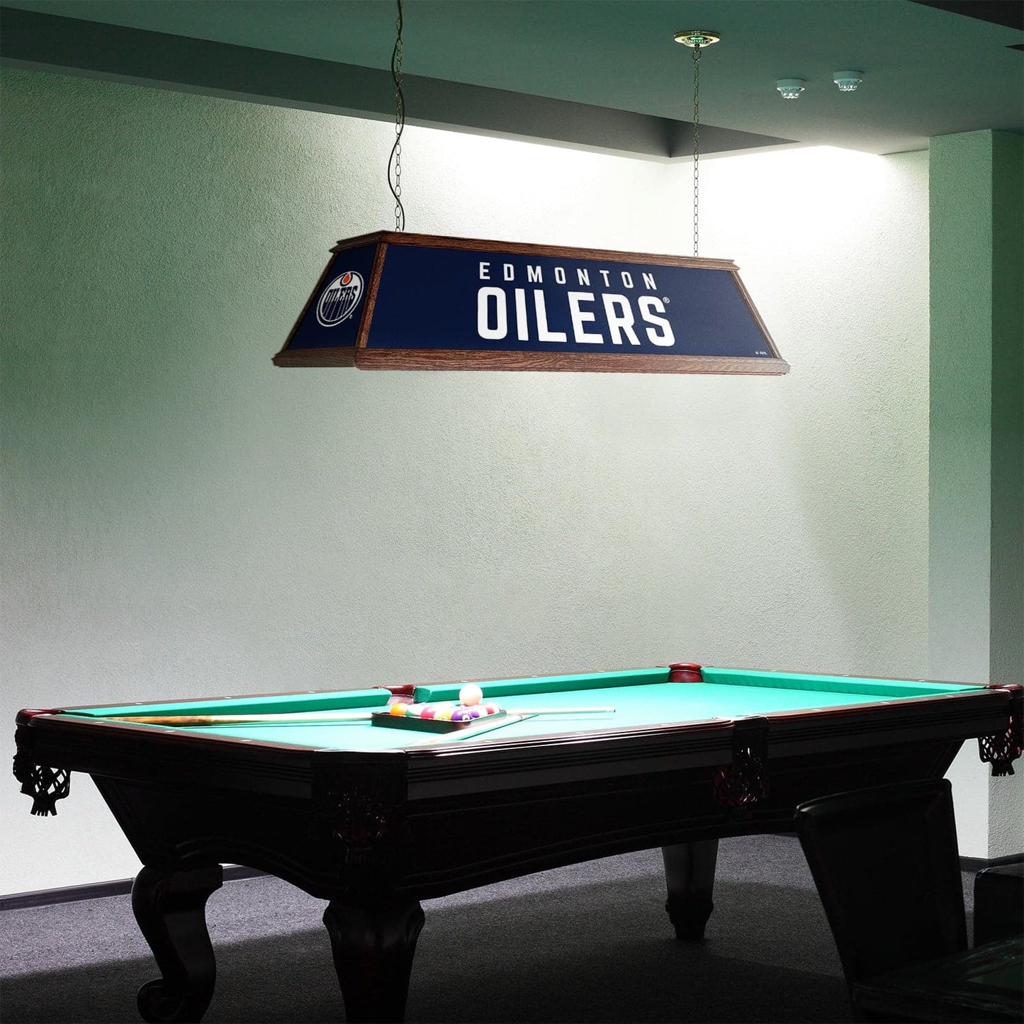 Edmonton Oilers: Premium Wood Pool Table Light - The Fan-Brand