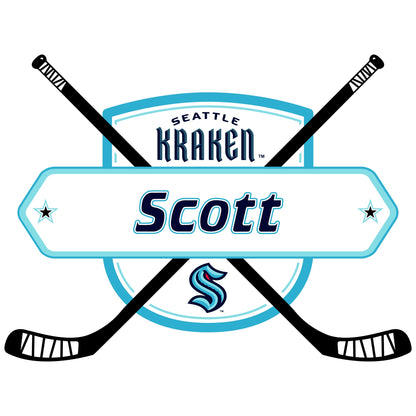 Seattle Kraken: Mask Stacked Personalized Name - Officially Licensed NHL Transfer Decal